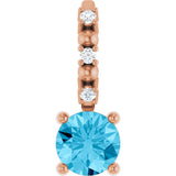 14K Gold Round Aquamarine Accented Pendant - Rose Gold - view 4