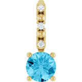 14K Gold Round Aquamarine Accented Pendant - Yellow Gold - view 4
