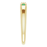 14K Gold Round Natural Emerald Stackable Ring – 1.5mm Stones - Yellow Gold - view 4