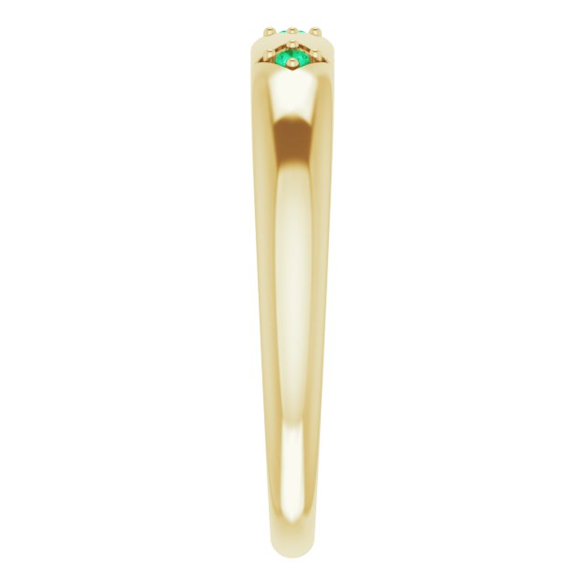 14K Gold Round Natural Emerald Stackable Ring – 1.5mm Stones - Yellow Gold - view 4