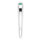 14K Gold Round Natural Emerald Stackable Ring – 1.5mm Stones - White Gold - view 4