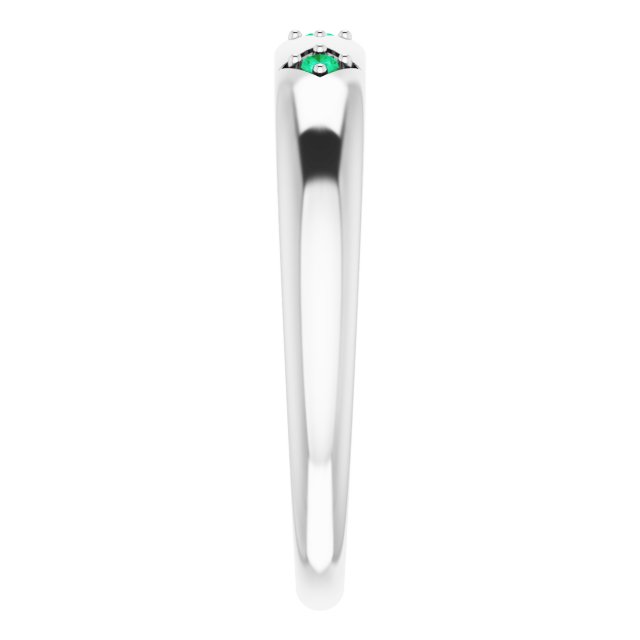 Platinum Round Natural Emerald Stackable Ring – 1.5mm Stones - view 4