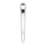 Platinum Round Natural Blue Sapphire Stackable Ring – 1.5mm Stones - view 4