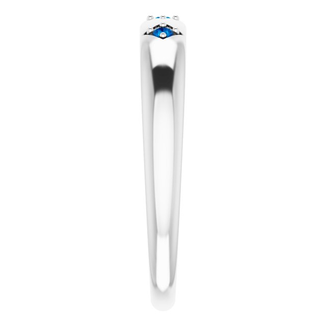 14K Gold Round Natural Blue Sapphire Stackable Ring – 1.5mm Stones - White Gold - view 4