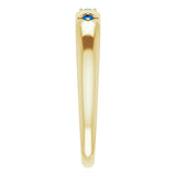 14K Gold Round Natural Blue Sapphire Stackable Ring – 1.5mm Stones - Yellow Gold - view 4