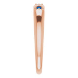 14K Gold Round Natural Blue Sapphire Stackable Ring – 1.5mm Stones - Rose Gold - view 4
