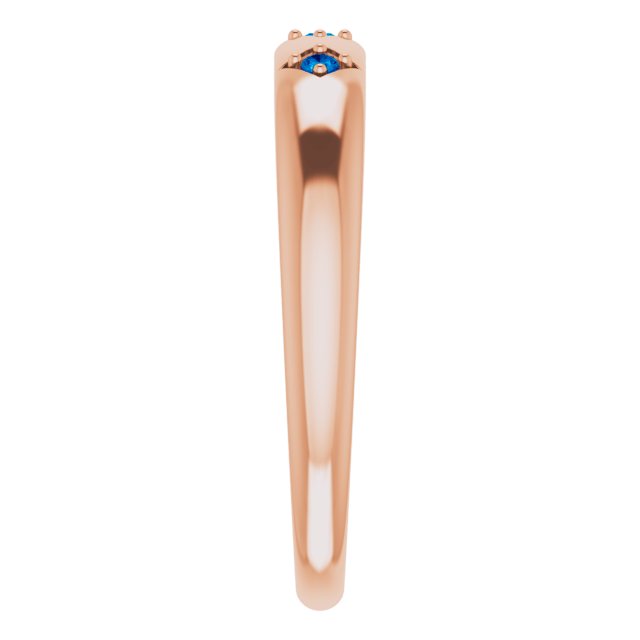 14K Gold Round Natural Blue Sapphire Stackable Ring – 1.5mm Stones - Rose Gold - view 4