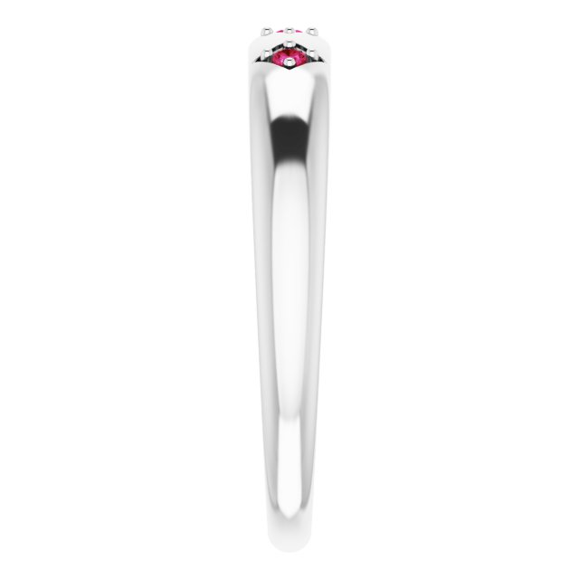 Platinum Round Natural Ruby Stackable Ring – 1.5mm Stones - view 4
