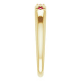 14K Gold Round Natural Ruby Stackable Ring – 1.5mm Stones - Yellow Gold - view 4