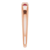 14K Gold Round Natural Ruby Stackable Ring – 1.5mm Stones - Rose Gold - view 4