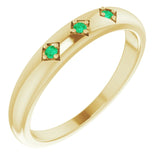 14K Gold Round Natural Emerald Stackable Ring – 1.5mm Stones - Yellow Gold