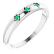 Platinum Round Natural Emerald Stackable Ring – 1.5mm Stones
