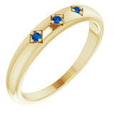 14K Gold Round Natural Blue Sapphire Stackable Ring – 1.5mm Stones - Yellow Gold