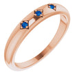14K Gold Round Natural Blue Sapphire Stackable Ring – 1.5mm Stones - Rose Gold