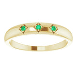 14K Gold Round Natural Emerald Stackable Ring – 1.5mm Stones - Yellow Gold - view 3