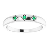 Platinum Round Natural Emerald Stackable Ring – 1.5mm Stones - view 3