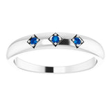 Platinum Round Natural Blue Sapphire Stackable Ring – 1.5mm Stones - view 3