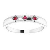 Platinum Round Natural Ruby Stackable Ring – 1.5mm Stones - view 3