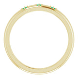 14K Gold Round Natural Emerald Stackable Ring – 1.5mm Stones - Yellow Gold - view 2