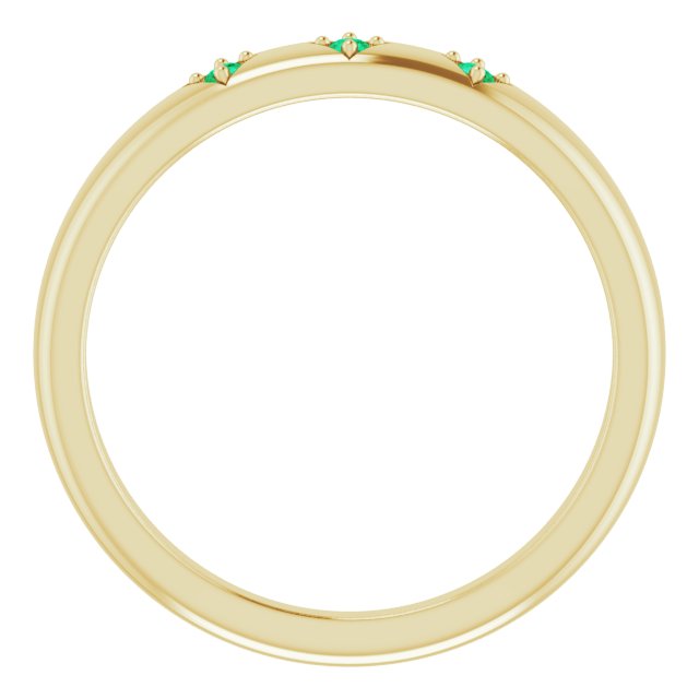 14K Gold Round Natural Emerald Stackable Ring – 1.5mm Stones - Yellow Gold - view 2