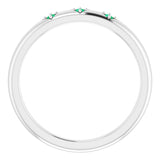 14K Gold Round Natural Emerald Stackable Ring – 1.5mm Stones - White Gold - view 2
