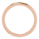 14K Gold Round Natural Emerald Stackable Ring – 1.5mm Stones - Rose Gold - view 2