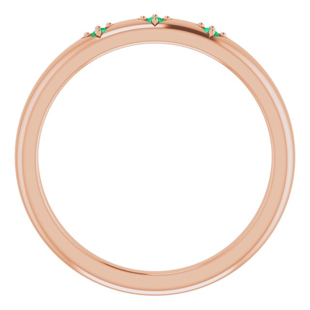 14K Gold Round Natural Emerald Stackable Ring – 1.5mm Stones - Rose Gold - view 2