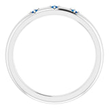 Platinum Round Natural Blue Sapphire Stackable Ring – 1.5mm Stones - view 2