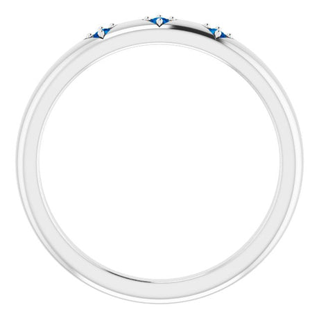 Platinum Round Natural Blue Sapphire Stackable Ring – 1.5mm Stones - view 2