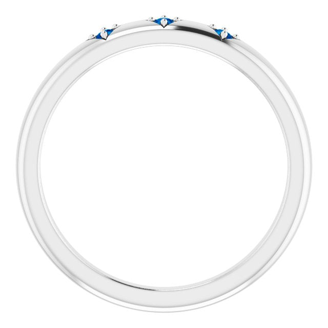 Platinum Round Natural Blue Sapphire Stackable Ring – 1.5mm Stones - view 2