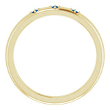 14K Gold Round Natural Blue Sapphire Stackable Ring – 1.5mm Stones - Yellow Gold - view 2