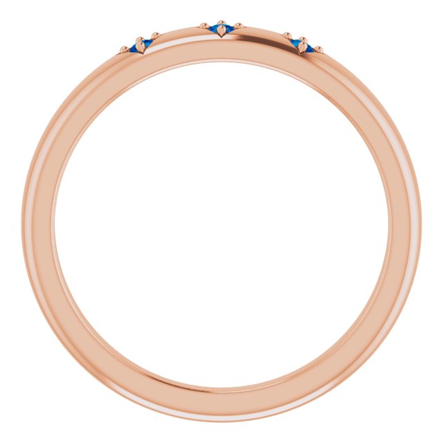 14K Gold Round Natural Blue Sapphire Stackable Ring – 1.5mm Stones - Rose Gold - view 2