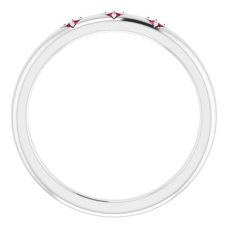 Platinum Round Natural Ruby Stackable Ring – 1.5mm Stones - view 2