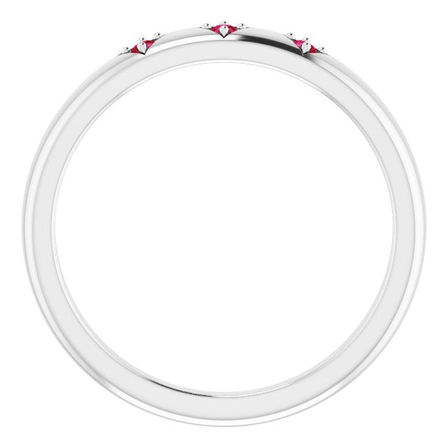 Platinum Round Natural Ruby Stackable Ring – 1.5mm Stones - view 2
