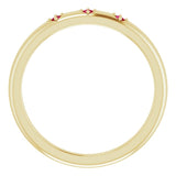 14K Gold Round Natural Ruby Stackable Ring – 1.5mm Stones - Yellow Gold - view 2