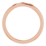 14K Gold Round Natural Ruby Stackable Ring – 1.5mm Stones - Rose Gold - view 2