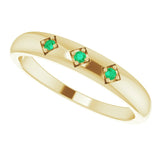 14K Gold Round Natural Emerald Stackable Ring – 1.5mm Stones - Yellow Gold - view 5