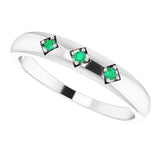 Platinum Round Natural Emerald Stackable Ring – 1.5mm Stones - view 5