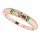 14K Gold Round Natural Emerald Stackable Ring – 1.5mm Stones - Rose Gold - view 5