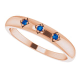 14K Gold Round Natural Blue Sapphire Stackable Ring – 1.5mm Stones - Rose Gold - view 5