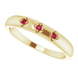 14K Gold Round Natural Ruby Stackable Ring – 1.5mm Stones - Yellow Gold - view 5