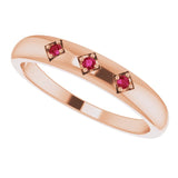 14K Gold Round Natural Ruby Stackable Ring – 1.5mm Stones - Rose Gold - view 5
