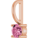 14K Gold Round Pink Tourmaline Solitaire Pendant - Rose Gold - view 5