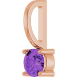 14K Gold Round Amethyst Solitaire Pendant - Rose Gold - view 5