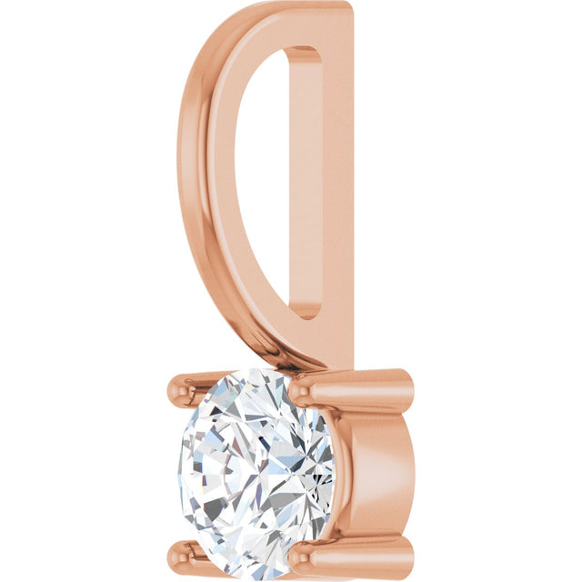 14K Gold Round Natural Diamond Solitaire Pendant – 4mm Stones - Rose Gold - view 5