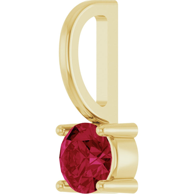 14K Gold Round Lab-Grown Ruby Solitaire Pendant - Yellow Gold - view 5