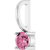 14K Gold Round Pink Tourmaline Solitaire Pendant - White Gold - view 5