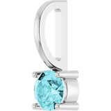 Platinum Round Blue Zircon Solitaire Pendant - view 5