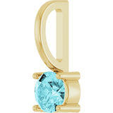14K Gold Round Blue Zircon Solitaire Pendant - Yellow Gold - view 5