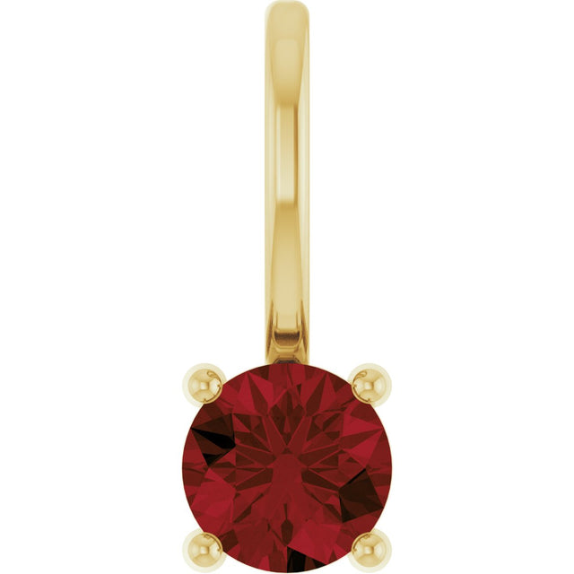 14K Gold Round Mozambique Garnet Solitaire Pendant - Yellow Gold - view 4
